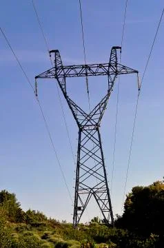 Lines with high voltage Stock Photos