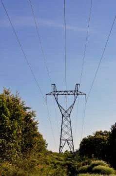 Lines with high voltage Stock Photos