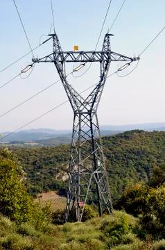 Lines with high voltage Stock Photos