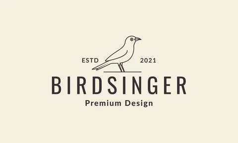 Lines hipster bird sing logo vector icon illustration design Illustration
