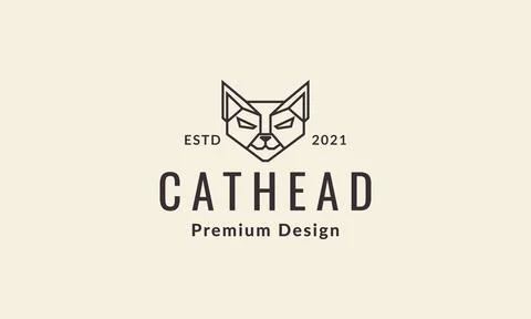 Lines hipster geometric head cat logo symbol vector icon illustration graph.. Stock Illustration