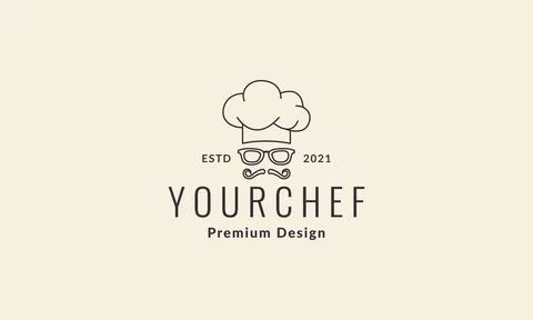 Lines hipster head chef logo symbol vector icon illustration graphic design Stockillustratie