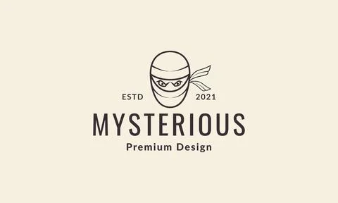 Lines hipster head ninja logo symbol vector icon illustration graphic design Stock Illustration