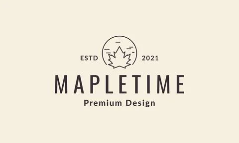 Lines hipster maple leaf simple logo symbol vector icon illustration graphi.. Illustrazione stock