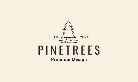 Lines hipster pine tree logo symbol vector icon illustration graphic design Stock Illustration