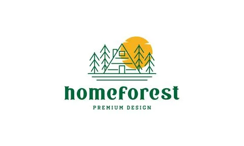 Lines home forest pine tree green logo symbol vector icon illustration grap.. Stock Illustration