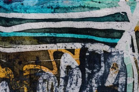 Lines, hot batik, background texture, handmade on silk, abstract surrealism  Stock Illustration