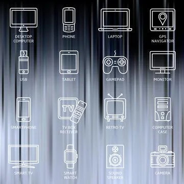 Lines icon set - responsive devices Stock Illustration