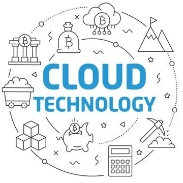 Lines illustration cloud technology Stock Illustration