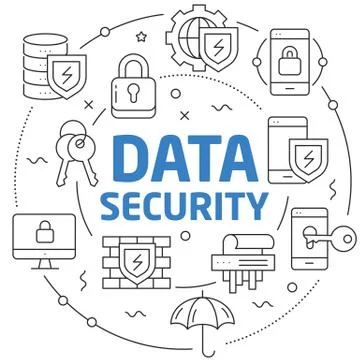 Lines illustration data protection Stock Illustration