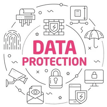 Lines illustration data protection Stock Illustration