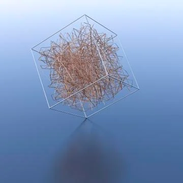 Lines inside transparent cube, 3d rendering Stock Illustration