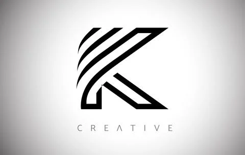 Lines K Letter Logo Monogram Icon with Creative Modern Trendy Look Vector Stock Illustration