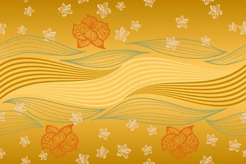 Lines, leaves and flowers - pattern in natural colors Stock Illustration