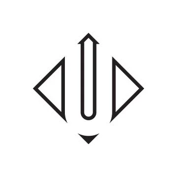 Lines letter U with arrow up design vector Illustrazione stock
