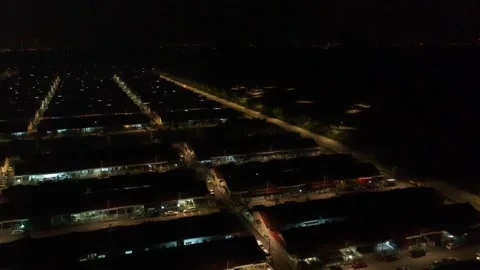 Lines of Lights (aerial drone view) Stock Footage 146222606