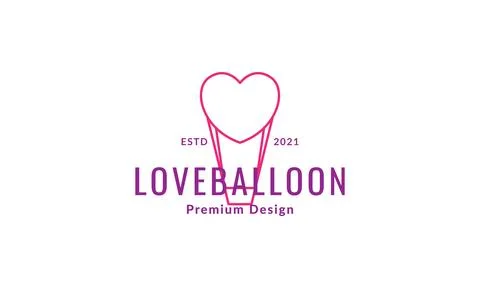 Lines love shape balloon air logo vector icon illustration design Stock Illustration