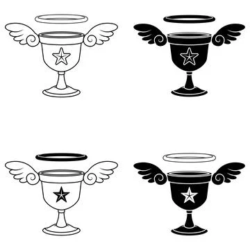 Lines of magical chalice with wings Иллюстрация