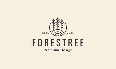 Lines modern tree pines with circle logo vector symbol icon design graphic .. Stock Illustration
