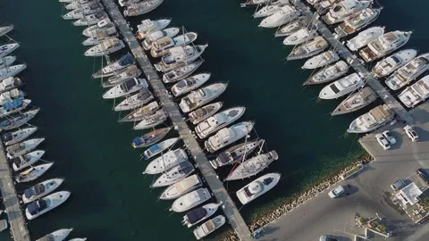 Lines of moored yachts Stock Footage 134516265