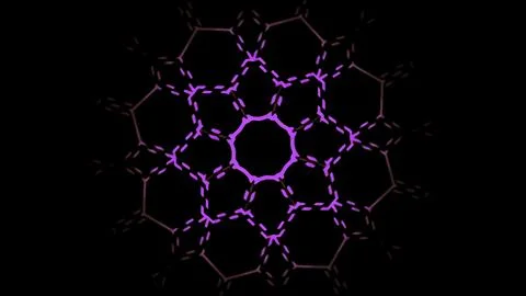 Lines move in floral pattern on black background. Motion. Colored lines move in Illustrazione stock