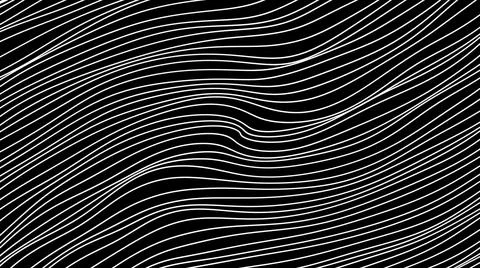 Lines move slowly in waves on black background. Motion. Thin lines move in waves Stock Illustration