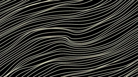 Lines move slowly in waves on black background. Motion. Thin lines move in waves Stock Illustration