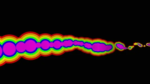 Lines of multicolored resizable particles on a black background. Looped abstract Stock Footage 141234718