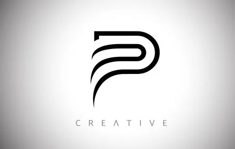 Lines P Letter Logo Monogram Icon with Creative Modern Trendy Look Vector Stock Illustration