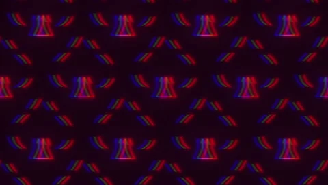 Lines pattern with motion rainbow neon light in rows on black gradient Video stock 215872405