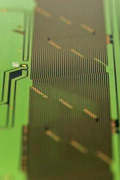 Lines PCB Closeup Shot in Perspective. Stock Photos