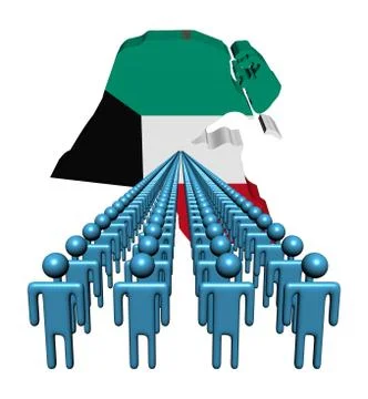 Lines of people with kuwait map flag illustration Illustrazione stock