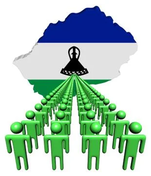 Lines of people with lesotho map flag illustration Stock Illustration