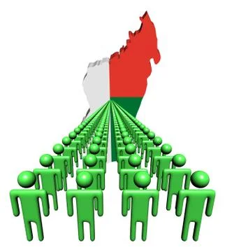 Lines of people with madagascar map flag illustration Stock Illustration