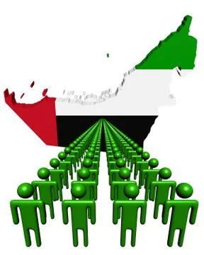 Lines of people with uae map flag illustration Stock Illustration