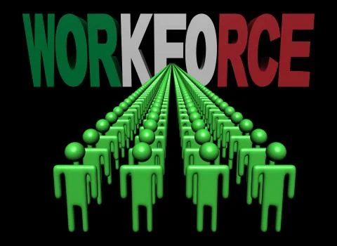 Lines of people with workforce italian flag text illustration Stock Illustration
