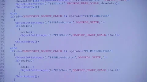 Lines of programmes code run across the white screen Stock Footage 142111208