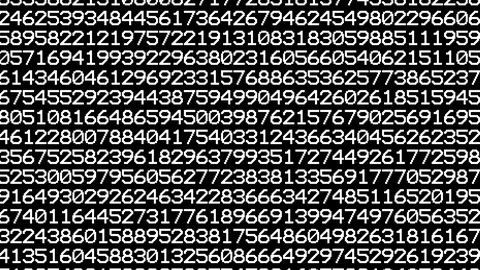 Lines of random numbers quickly changing, information security, code or algeb Stock Footage 129613796