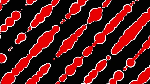Lines of red-white resizing particles on a black background. Looped abstract ani Stock Footage 141235189