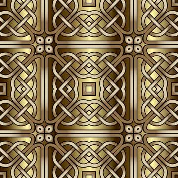 Lines seamless pattern. Celtic gp;d ornament. Repeat curved lines grid backdr Stock Illustration
