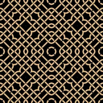 Lines seamless pattern. Celtic ornament. Repeat curved lines grid backdrop. E Stock Illustration