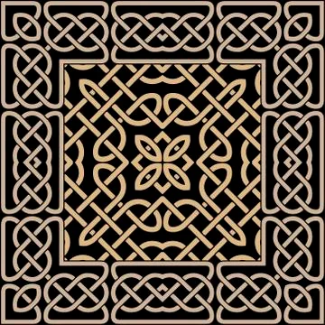 Lines seamless pattern. Celtic ornament. Repeat curved lines grid backdrop. E 库存插图