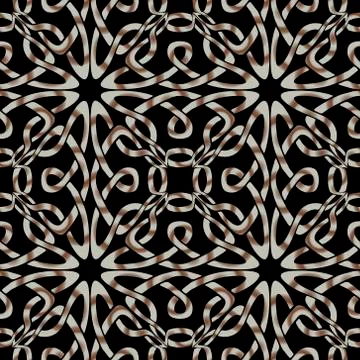 Lines seamless pattern. Celtic ornament. Repeat curved lines lace, backdrop.  Stock Illustration
