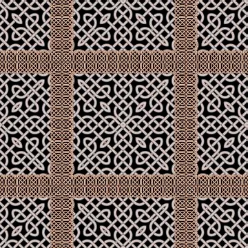 Lines seamless pattern. Celtic ornament. Tartan background. Repeat curved lin Stock Illustration