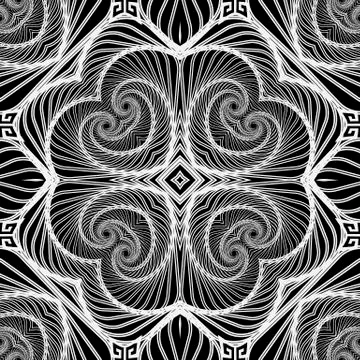 Lines seamless pattern. Ornamental black and white abstract lines, shapes Stock Illustration