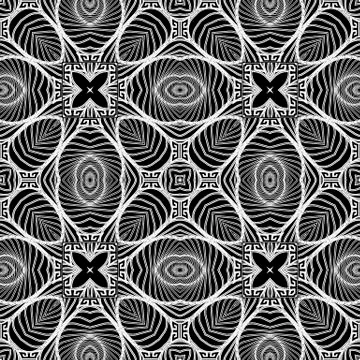 Lines seamless pattern. Ornamental black and white abstract lines, shapes Illustrazione stock