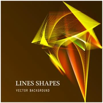 Lines shapes lighting abstract on golden dark background. Vector expanding Stock Illustration