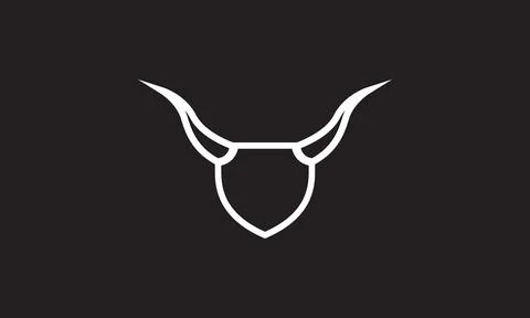 Lines shield or guard with horn logo symbol icon vector graphic design illu.. Stock Illustration