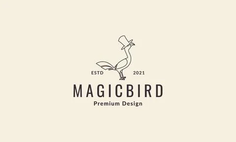 Lines simple bird vulture with hat magic logo symbol vector icon illustrati.. Stock Illustration