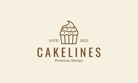 Lines simple delicious cake logo design vector icon symbol illustration Stock Illustration